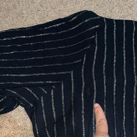 ModCloth Flutter-ly Perfect Gauze Wrap Maxi Dress Black Lurex Metallic 1X‎ - Picture 7 of 10